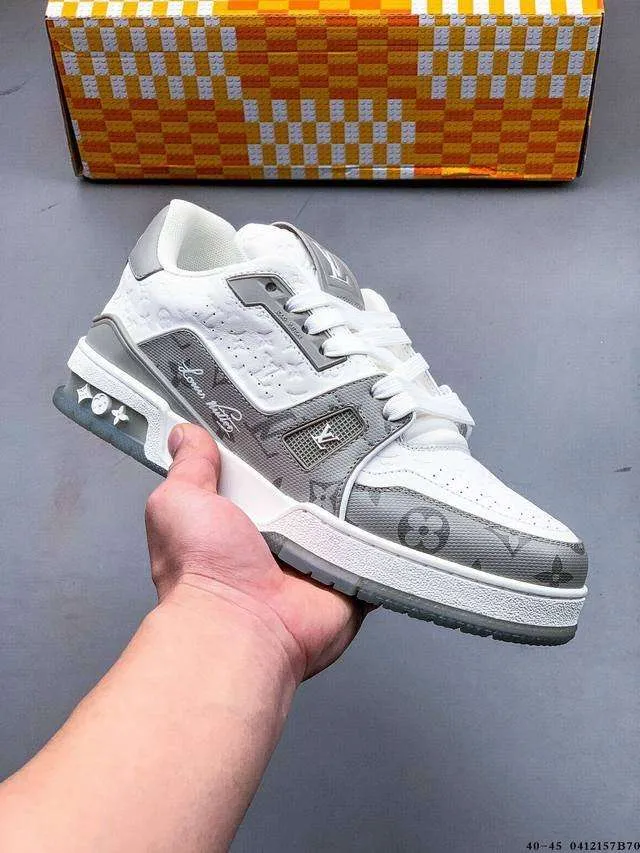 10001 Louis Vuitton #54 Signature Gray White Trainer - Image 1