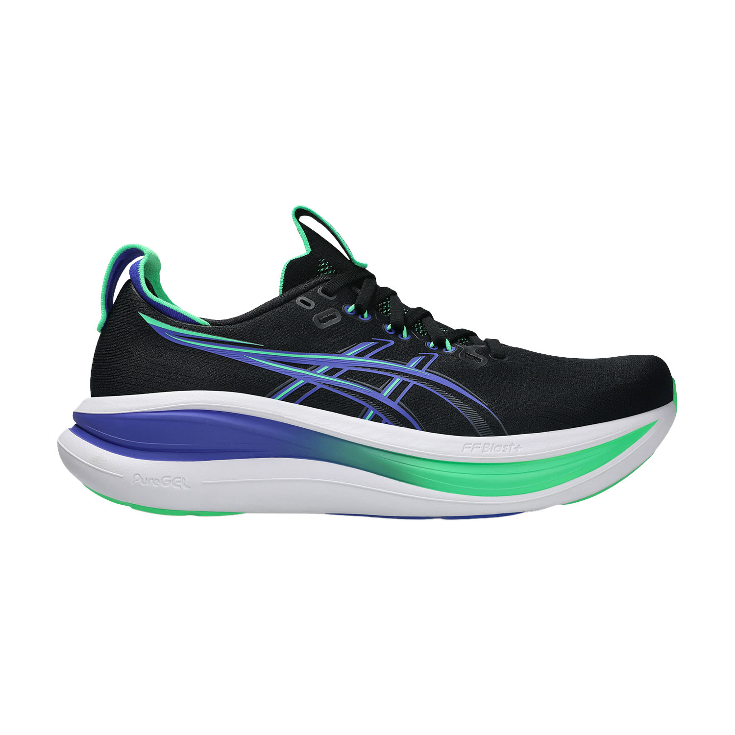 1011c127-003_A Asics Gel-Nimbus 28 Black & Cobalt Burst - Image 1