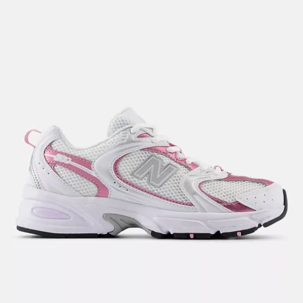 New Balance 530 WHITE with PINK SUGAR and Silver Metallic